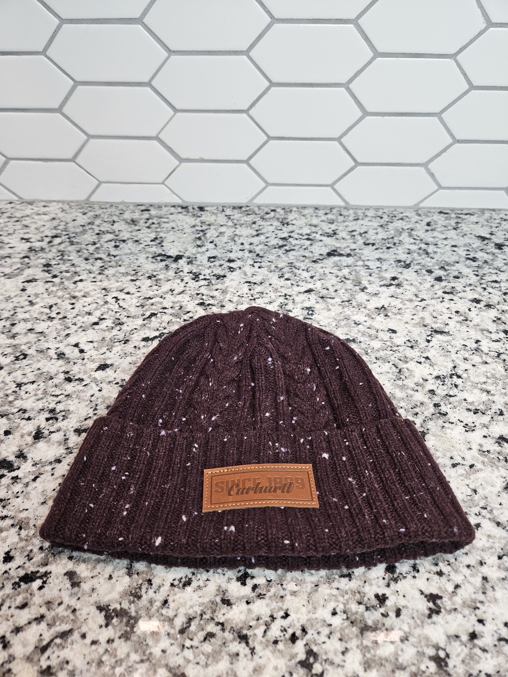 Carhartt Maroon Speckled Ribbed Cuff Beanie